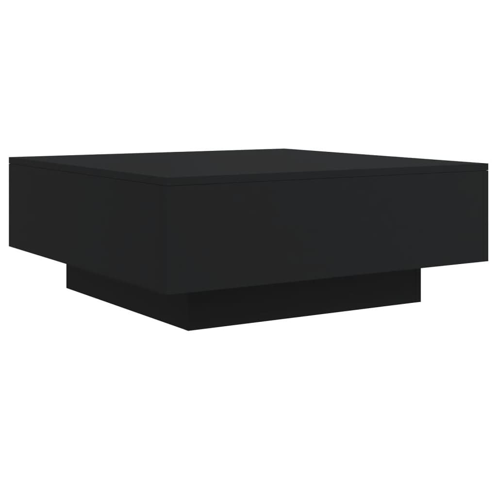 Couchtisch mit LED-Leuchten Schwarz 80x80x31 cm