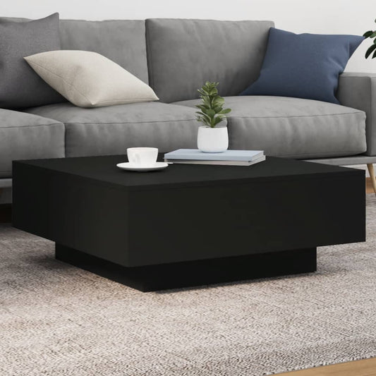 Couchtisch mit LED-Leuchten Schwarz 80x80x31 cm