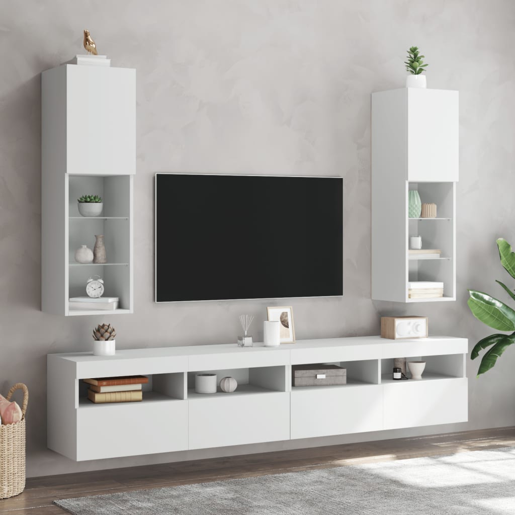 TV-Schrank mit LED-Leuchten Weiß 30,5x30x102 cm