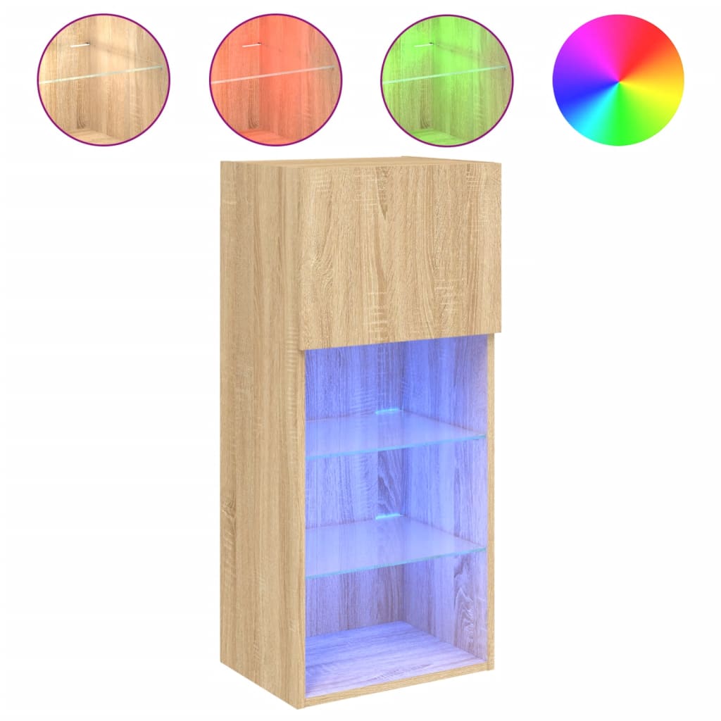 TV-Schrank mit LED-Leuchten Sonoma-Eiche 40,5x30x90 cm