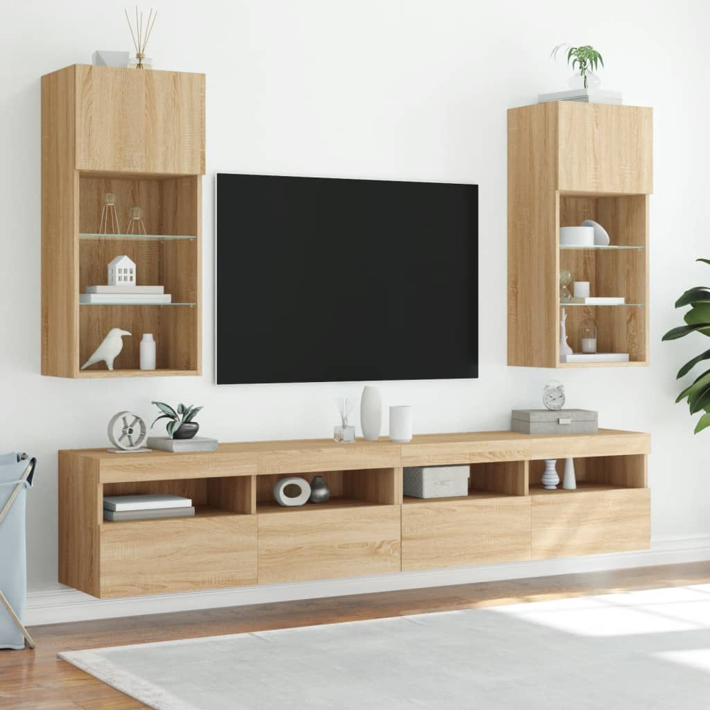 TV-Schrank mit LED-Leuchten Sonoma-Eiche 40,5x30x90 cm