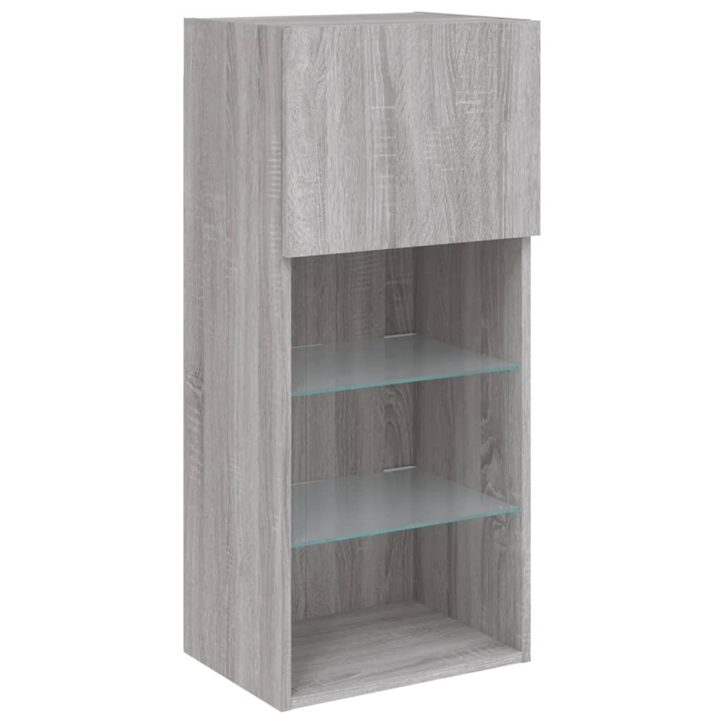 TV-Schrank mit LED-Leuchten Grau Sonoma 40,5x30x90 cm