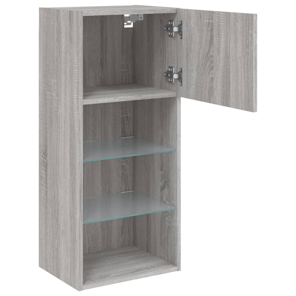 TV-Schrank mit LED-Leuchten Grau Sonoma 40,5x30x90 cm