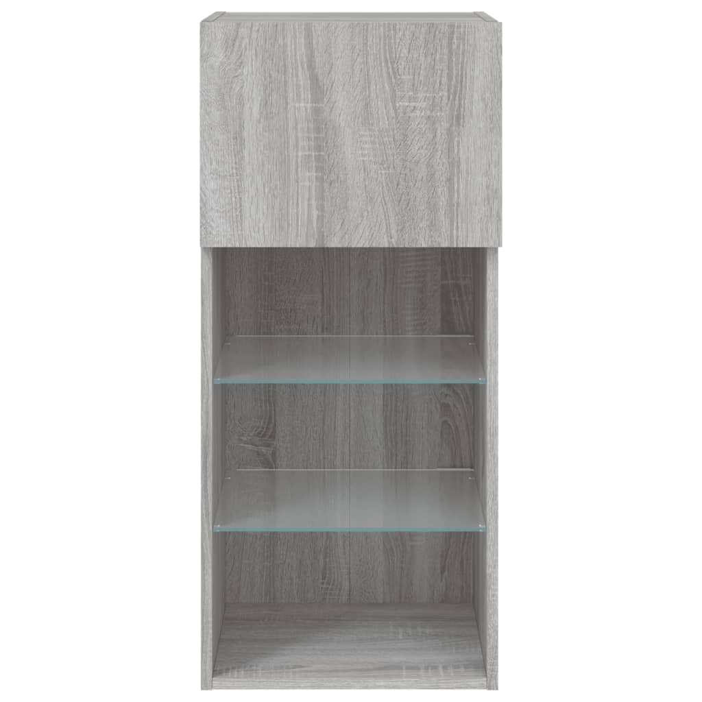 TV-Schrank mit LED-Leuchten Grau Sonoma 40,5x30x90 cm