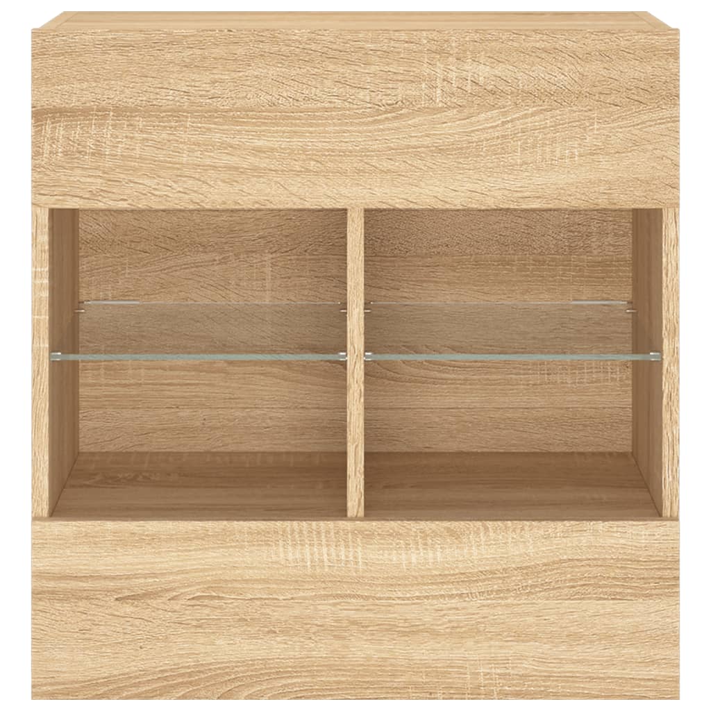 TV-Wandschrank mit LED-Leuchten Sonoma-Eiche 58,5x30x60,5 cm