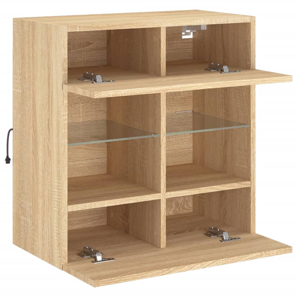 TV-Wandschrank mit LED-Leuchten Sonoma-Eiche 58,5x30x60,5 cm