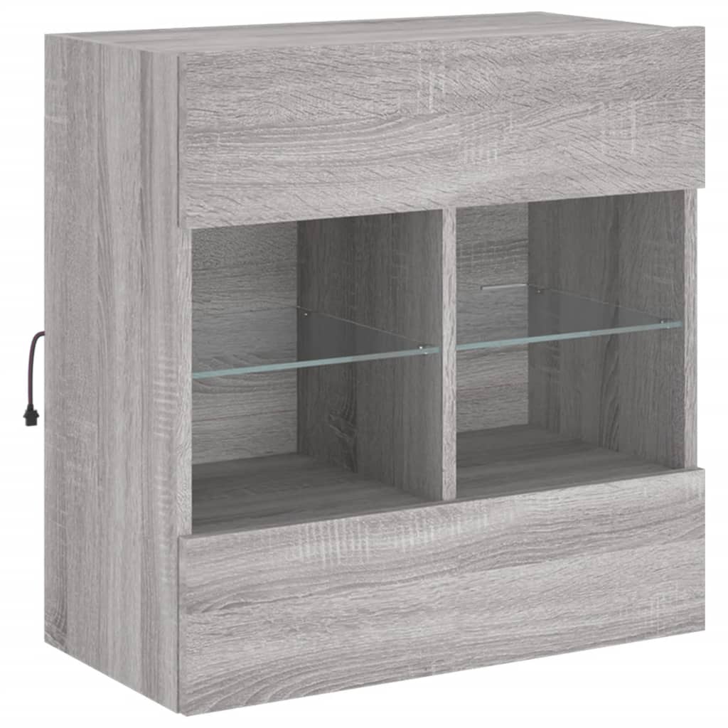 TV-Wandschrank mit LED-Leuchten Grau Sonoma 58,5x30x60,5 cm