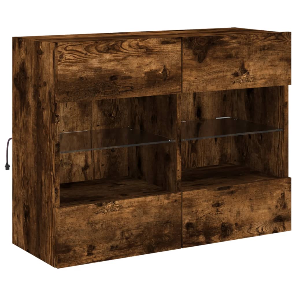 TV-Wandschrank mit LED-Leuchten Räuchereiche 78,5x30x60,5 cm