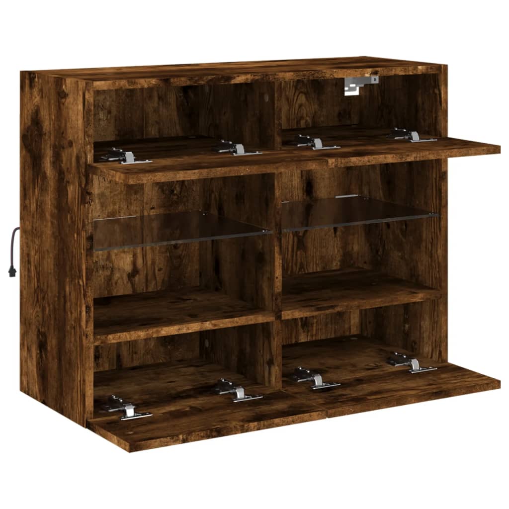 TV-Wandschrank mit LED-Leuchten Räuchereiche 78,5x30x60,5 cm