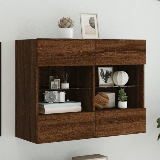 TV-Wandschrank mit LED-Leuchten Braun Eichen-Optik