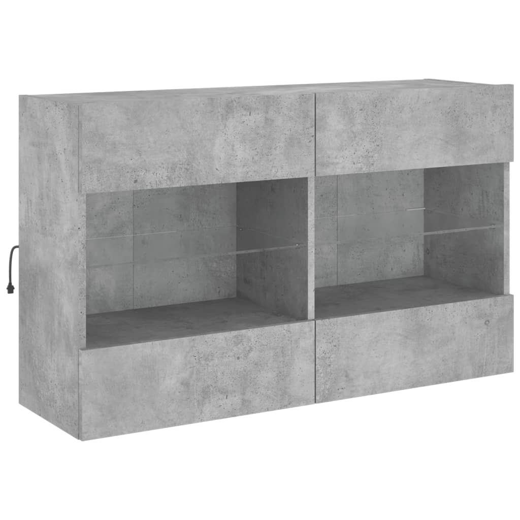 TV-Wandschrank mit LED-Leuchten Betongrau 98,5x30x60,5 cm