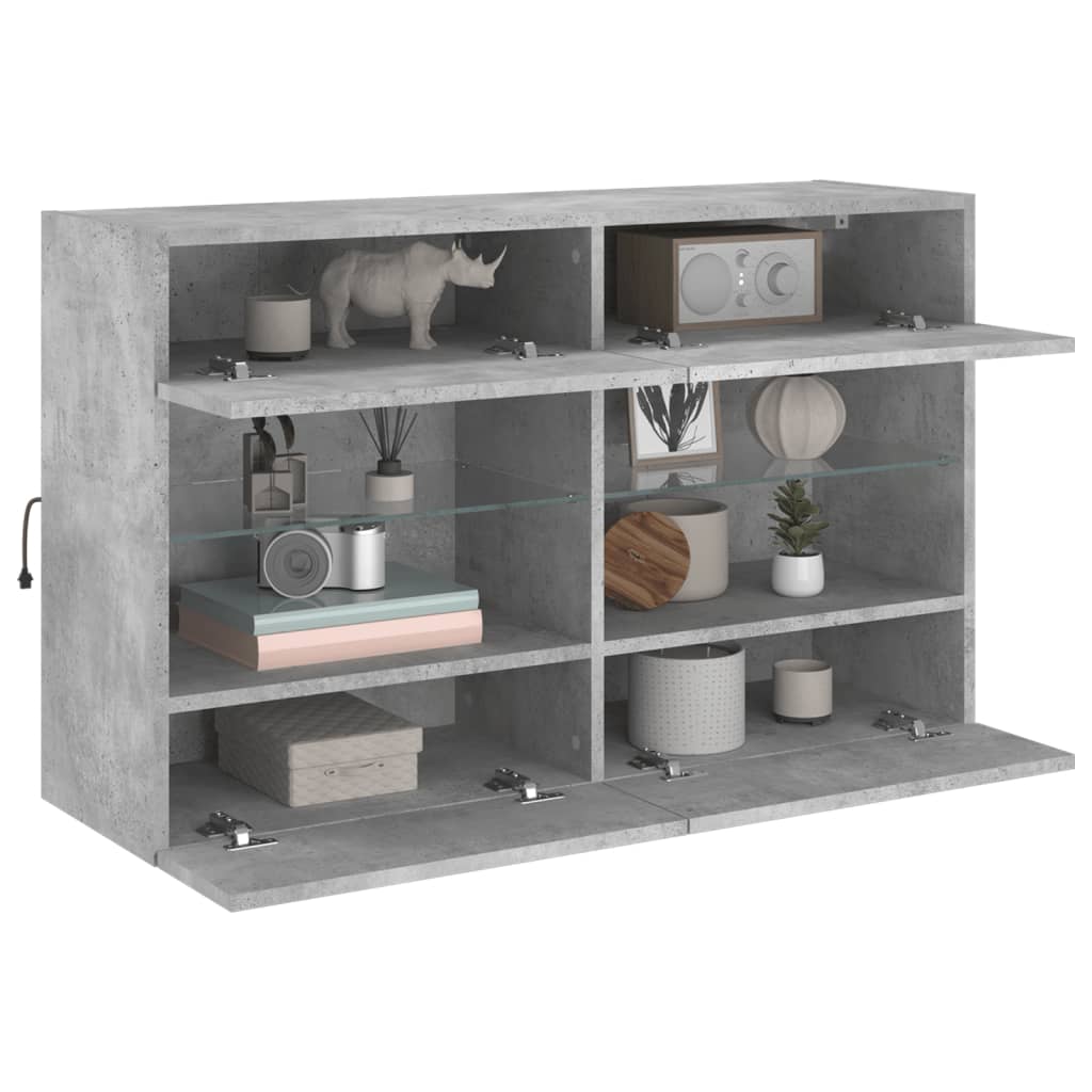 TV-Wandschrank mit LED-Leuchten Betongrau 98,5x30x60,5 cm