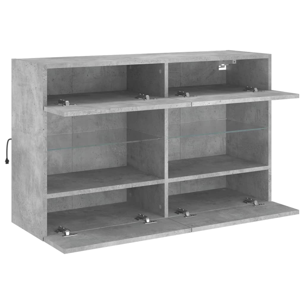 TV-Wandschrank mit LED-Leuchten Betongrau 98,5x30x60,5 cm