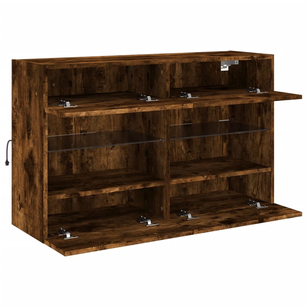 TV-Wandschrank mit LED-Leuchten Räuchereiche 98,5x30x60,5 cm