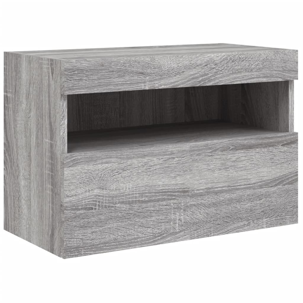 TV-Wandschrank mit LED-Leuchten Grau Sonoma 60x30x40 cm