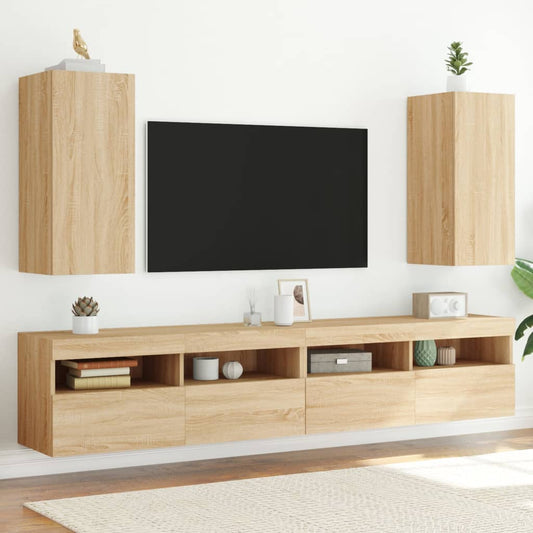 TV-Wandschränke mit LED-Leuchten 2 Stk. Sonoma-Eiche