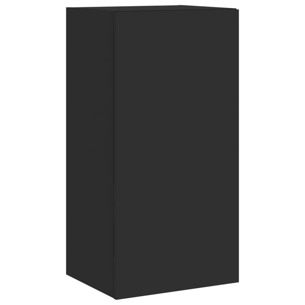 TV-Wandschrank mit LED-Leuchten Schwarz 40,5x35x80 cm