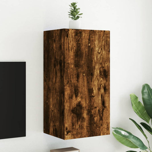 TV-Wandschrank mit LED-Leuchten Räuchereiche 40,5x35x80 cm