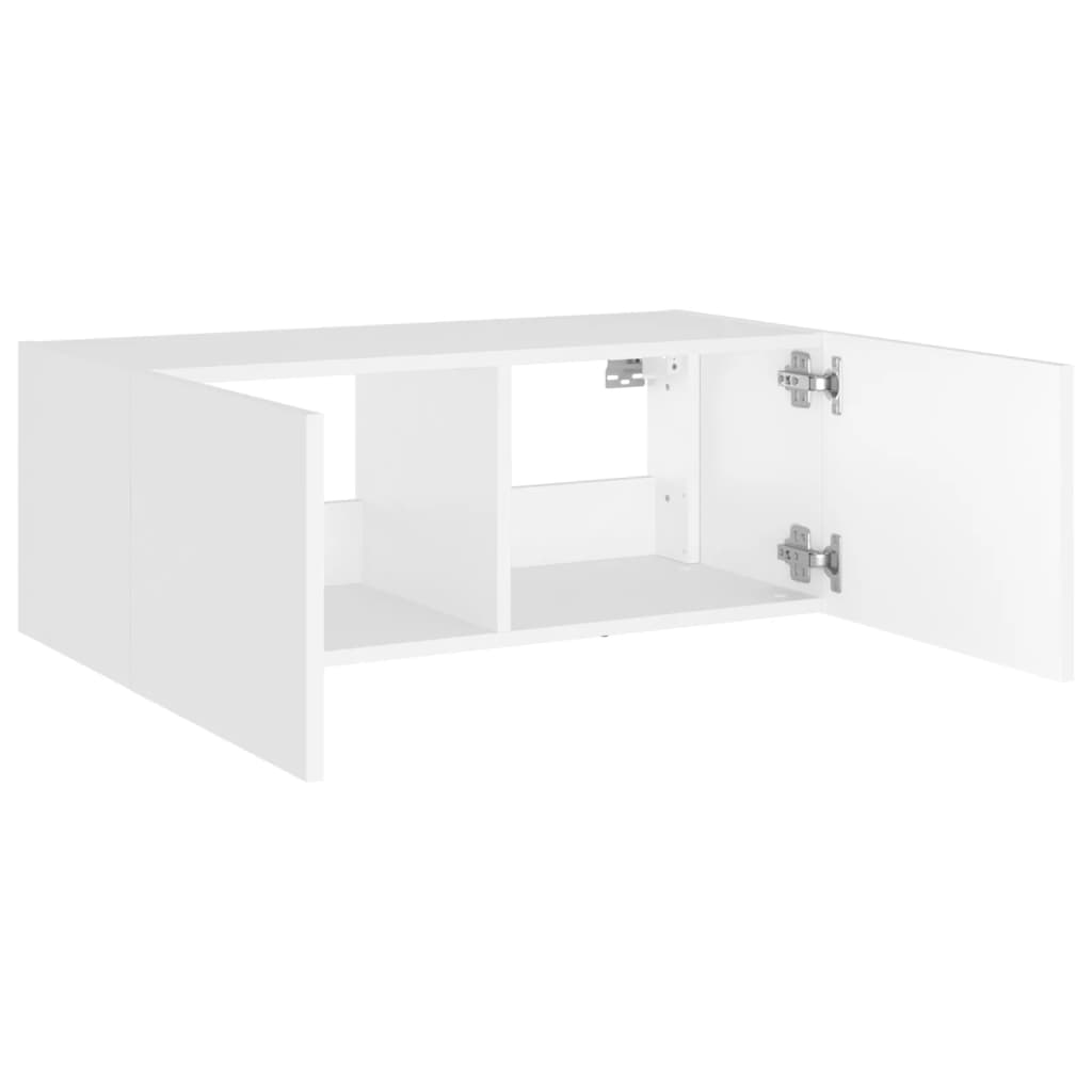 TV-Wandschrank mit LED-Leuchten Weiß 80x35x31 cm