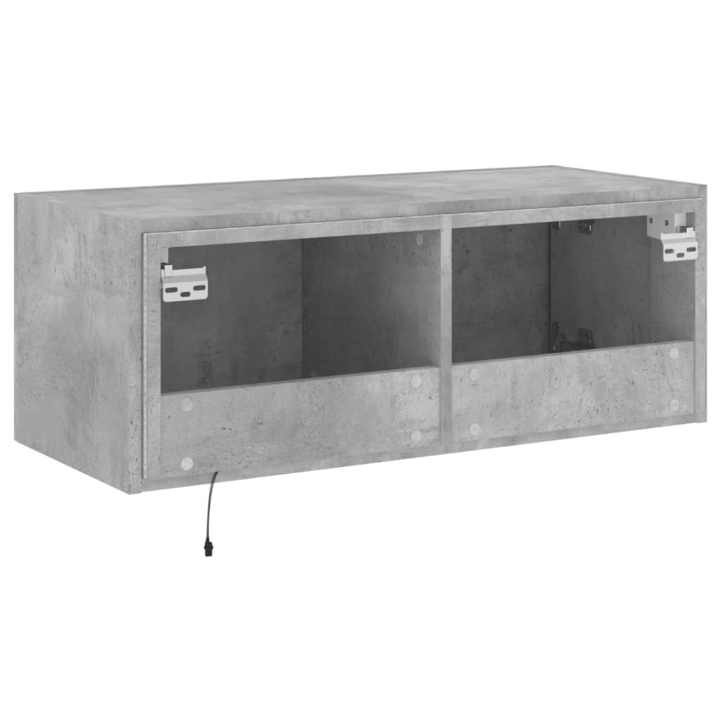 TV-Wandschrank mit LED-Leuchten Betongrau 80x35x31 cm