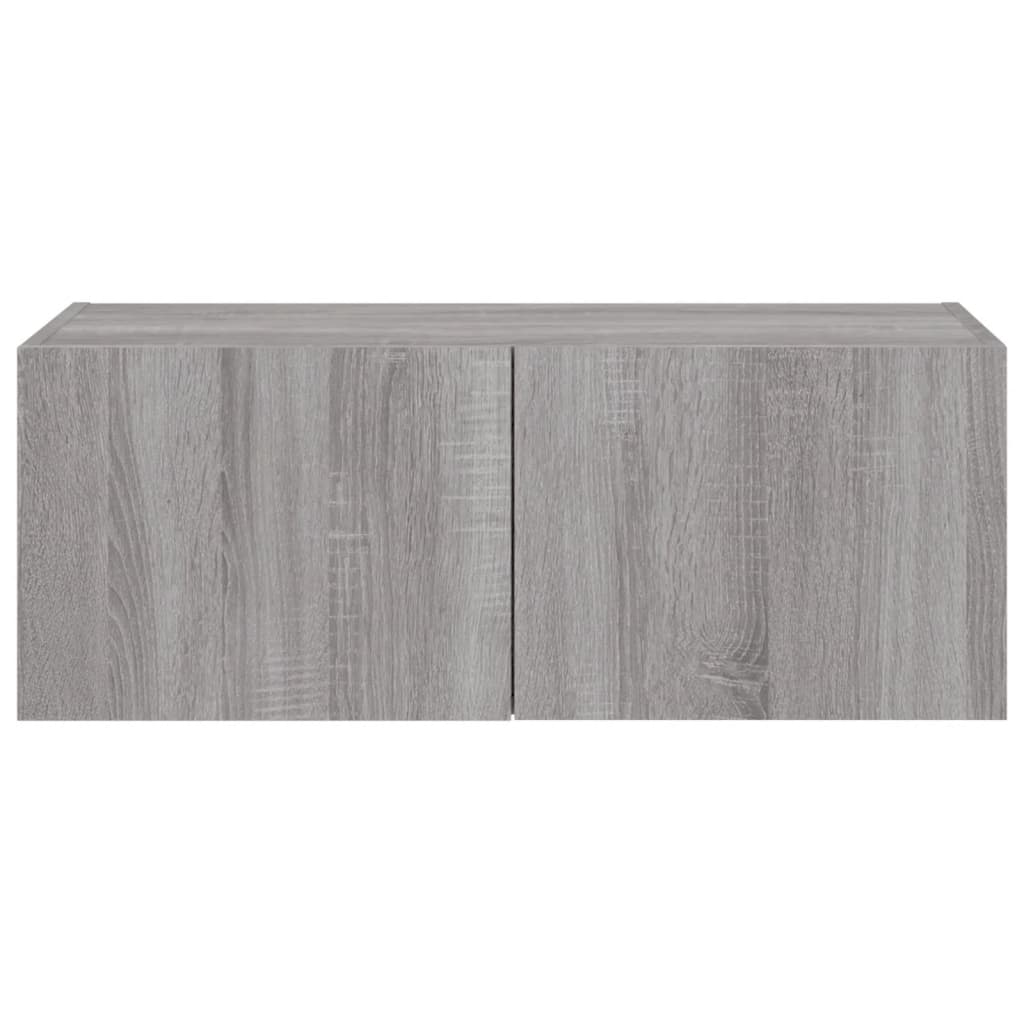 TV-Wandschrank mit LED-Leuchten Grau Sonoma 80x35x31 cm