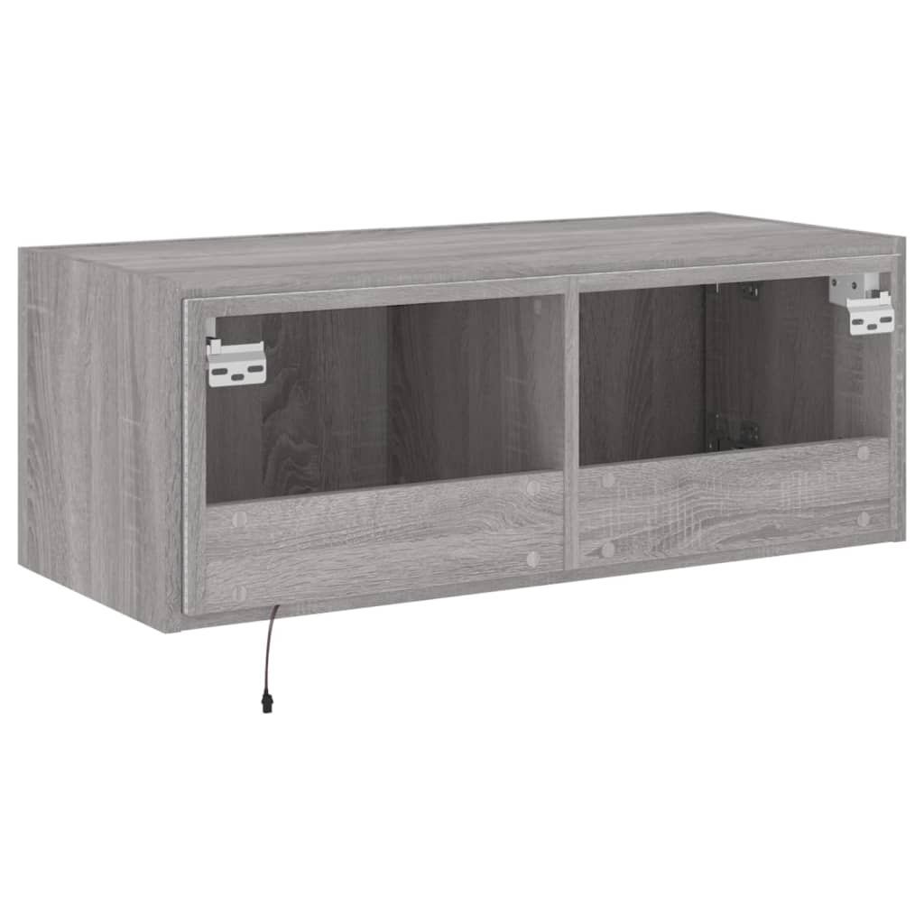 TV-Wandschrank mit LED-Leuchten Grau Sonoma 80x35x31 cm