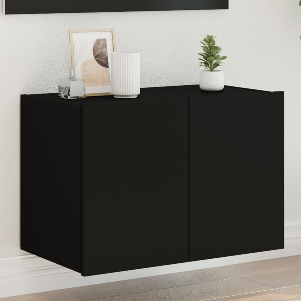 TV-Wandschrank mit LED-Leuchten Schwarz 60x35x41 cm