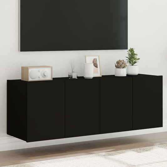 TV-Wandschränke mit LED-Leuchten 2 Stk. Schwarz 60x35x41 cm