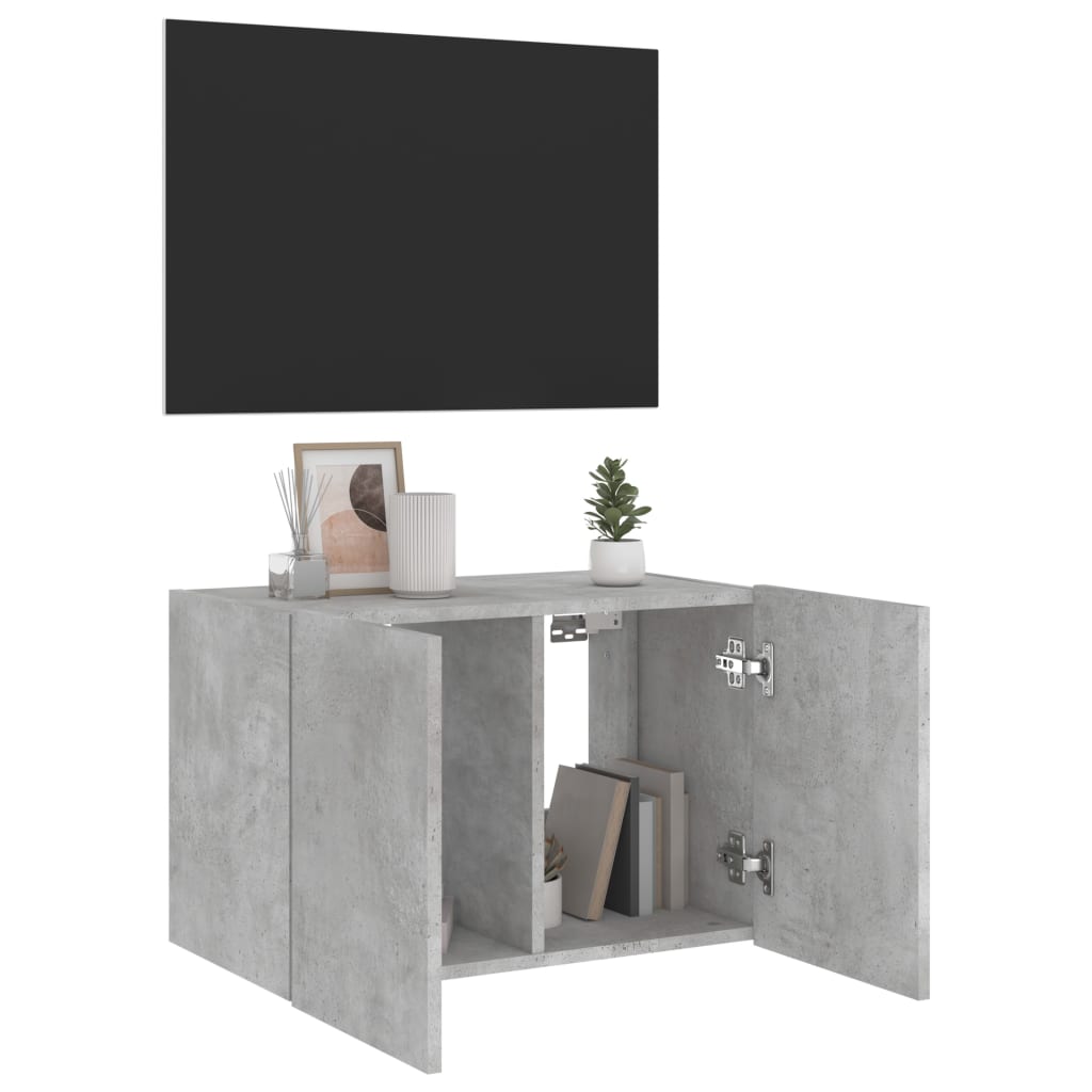 TV-Wandschrank mit LED-Leuchten Betongrau 60x35x41 cm