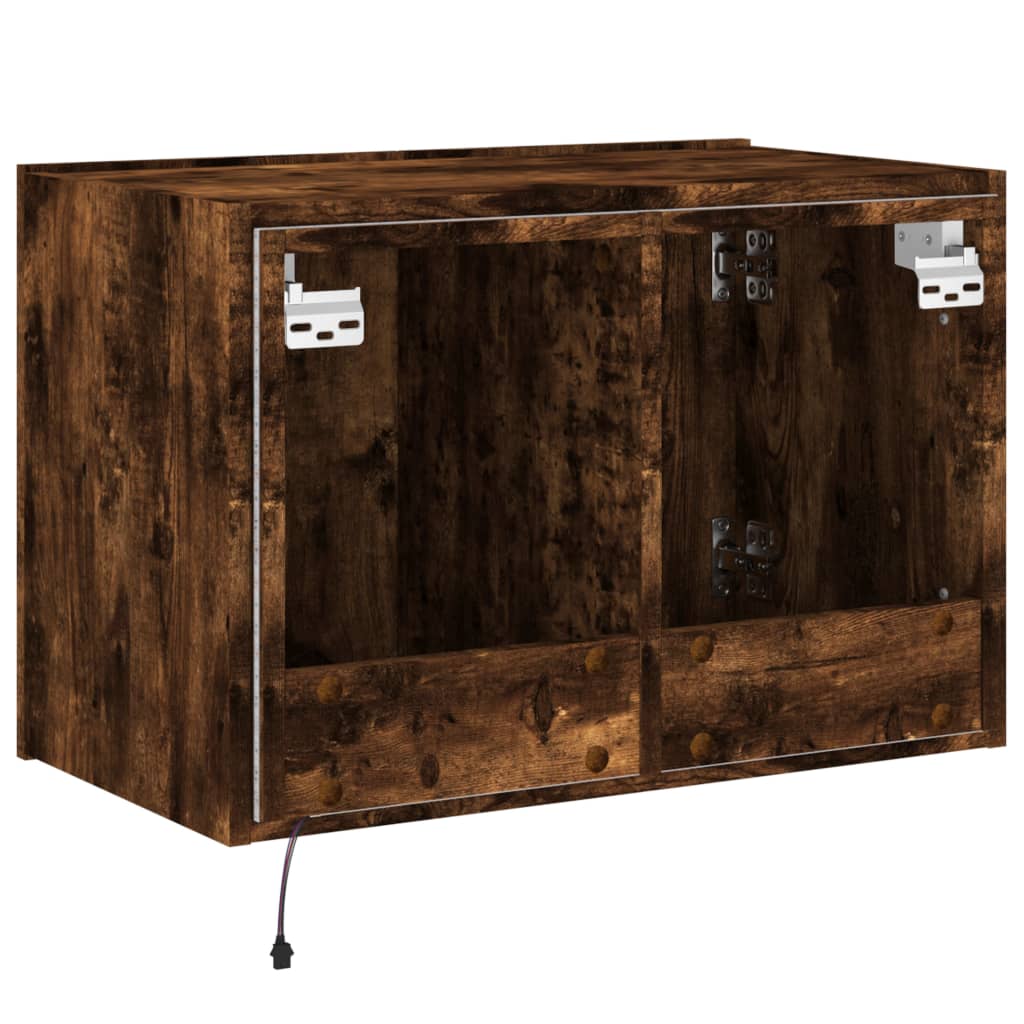 TV-Wandschrank mit LED-Leuchten Räuchereiche 60x35x41 cm