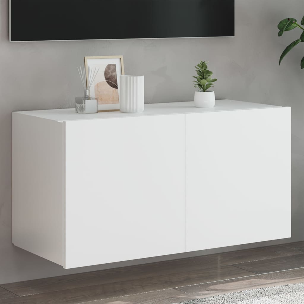 TV-Wandschrank mit LED-Leuchten Weiß 80x35x41 cm