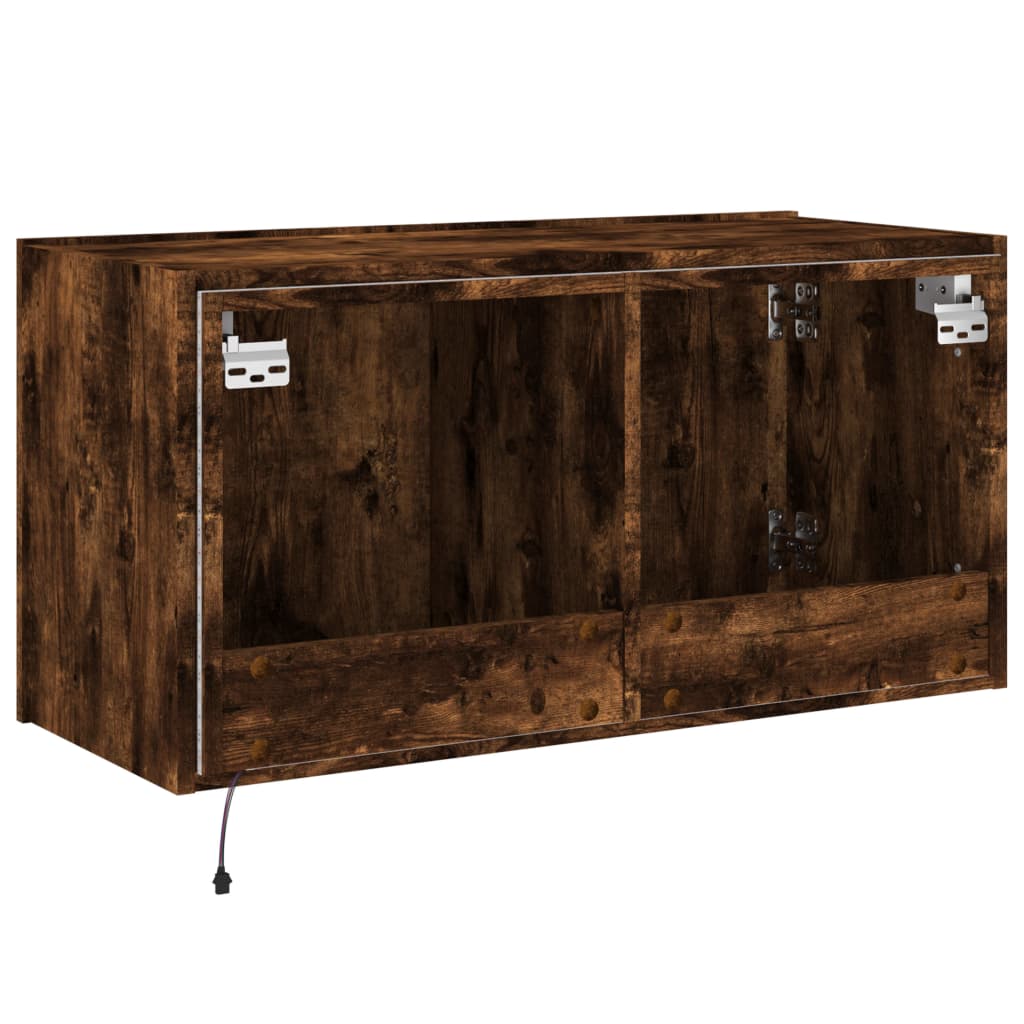 TV-Wandschrank mit LED-Leuchten Räuchereiche 80x35x41 cm