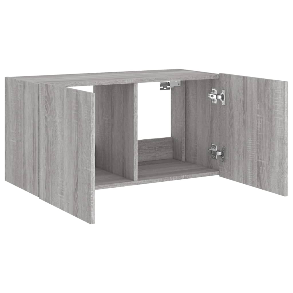 TV-Wandschrank mit LED-Leuchten Grau Sonoma 80x35x41 cm