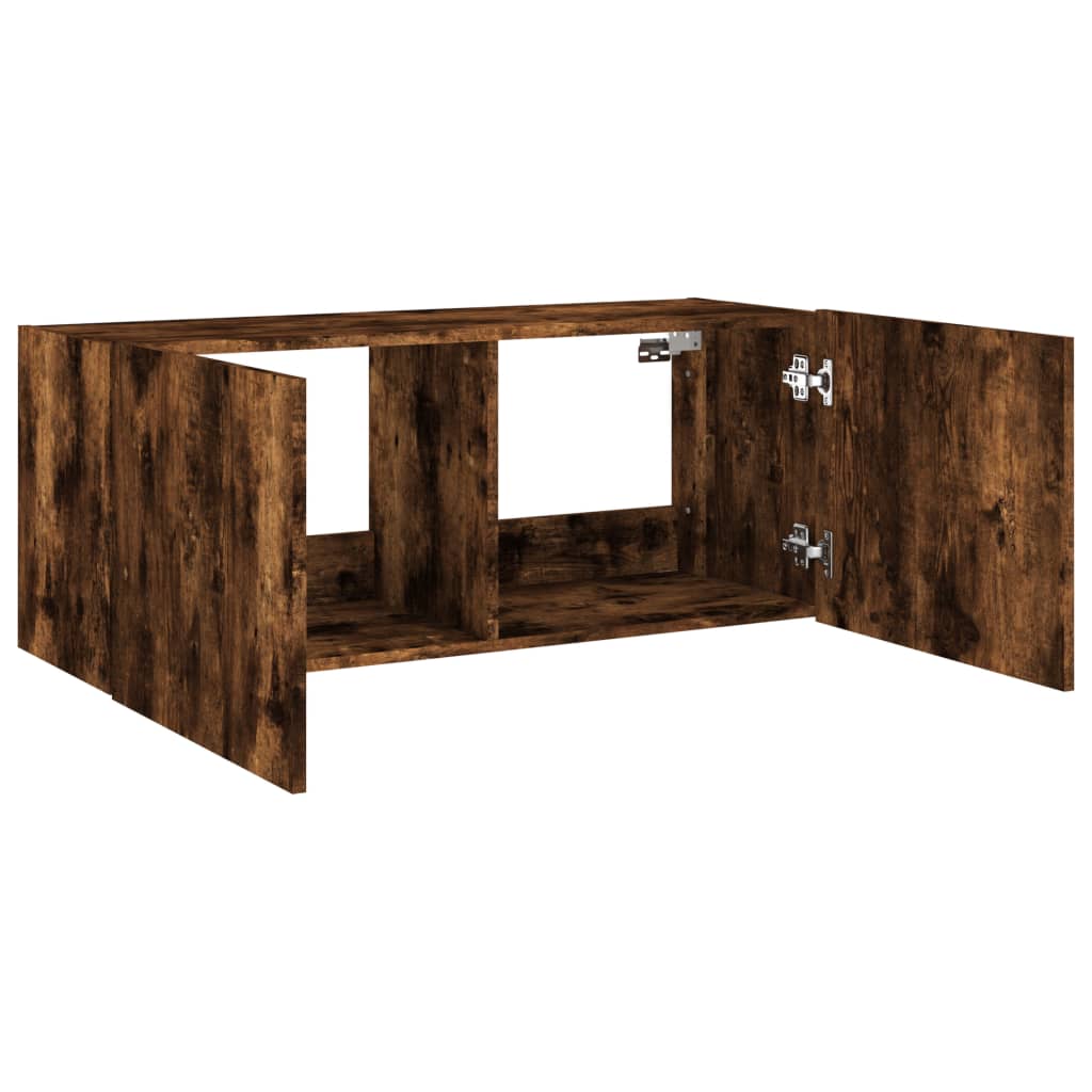 TV-Wandschrank mit LED-Leuchten Räuchereiche 100x35x41 cm