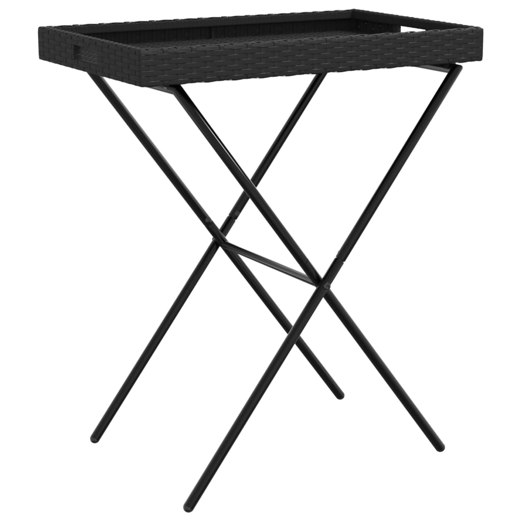 Tabletttisch Klappbar Schwarz 65x40x75 cm Poly Rattan