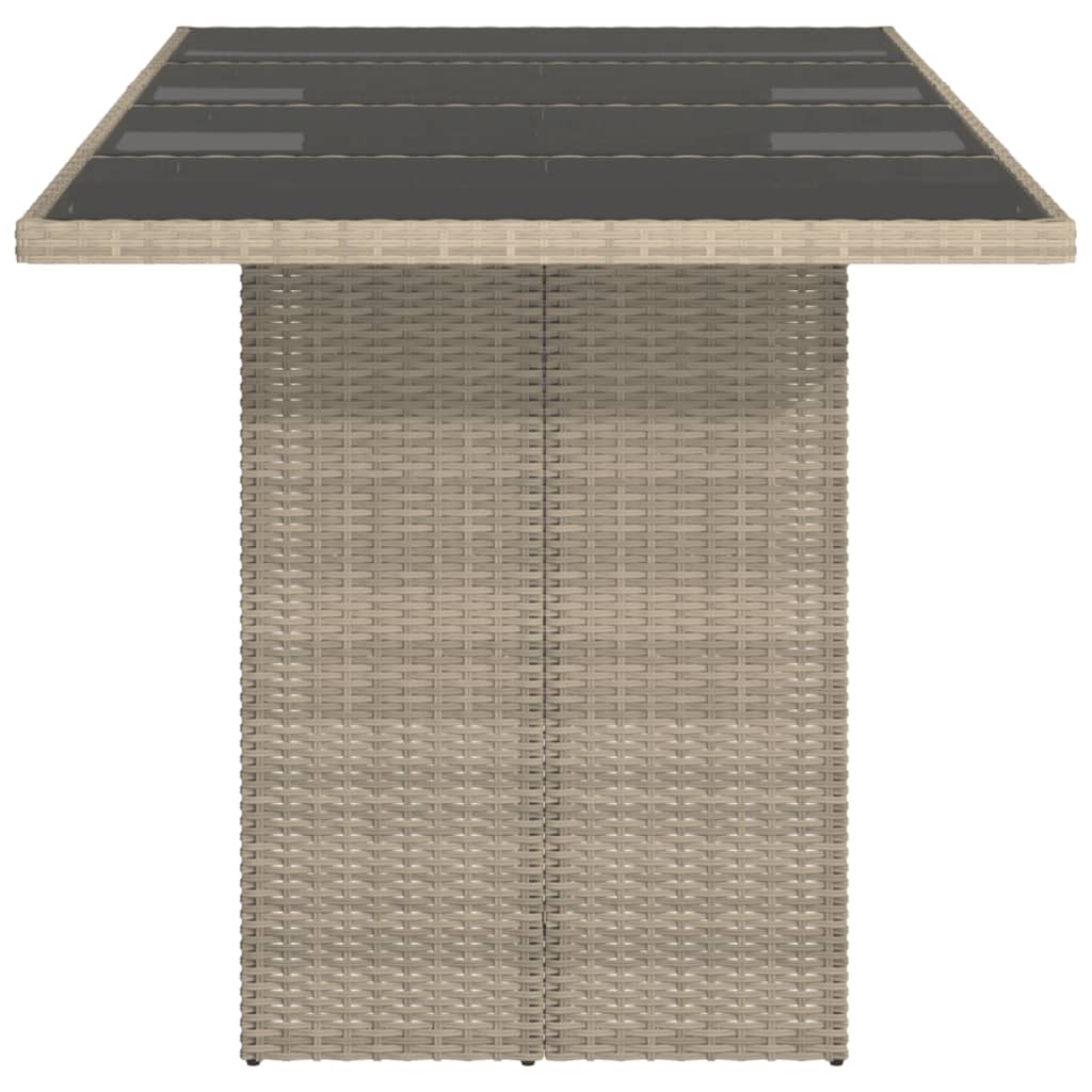 Gartentisch mit Glasplatte Hellgrau 190x80x74 cm Poly Rattan