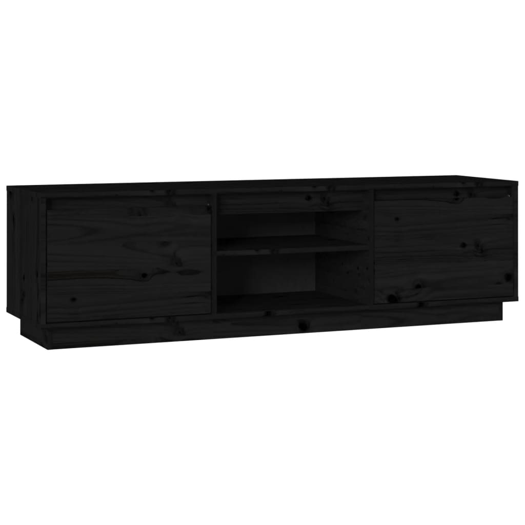 TV-Schrank Schwarz 140x35x40 cm Massivholz Kiefer