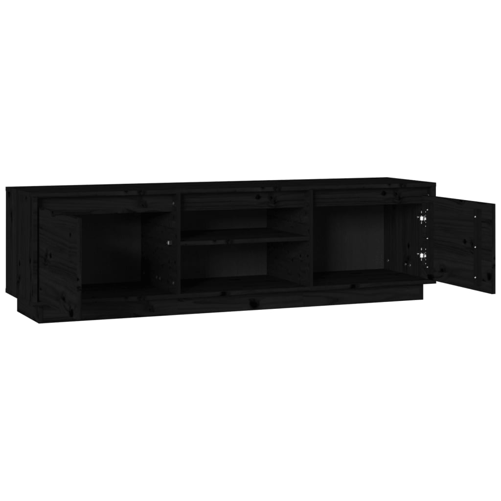 TV-Schrank Schwarz 140x35x40 cm Massivholz Kiefer