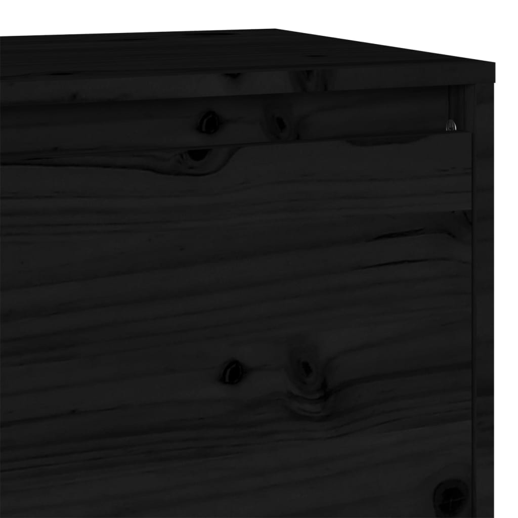 TV-Schrank Schwarz 140x35x40 cm Massivholz Kiefer