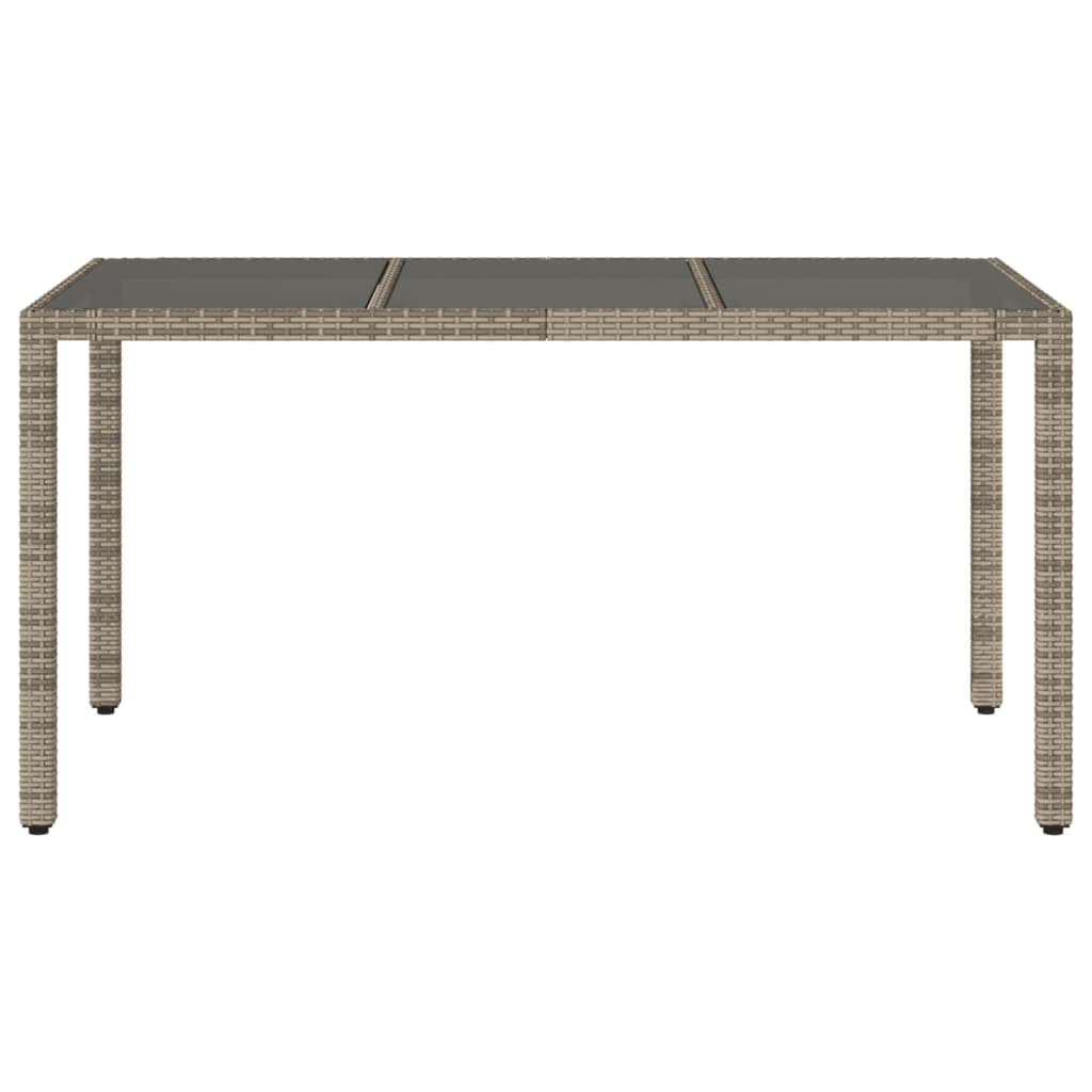 Gartentisch mit Glasplatte Grau 150x90x75 cm Poly Rattan