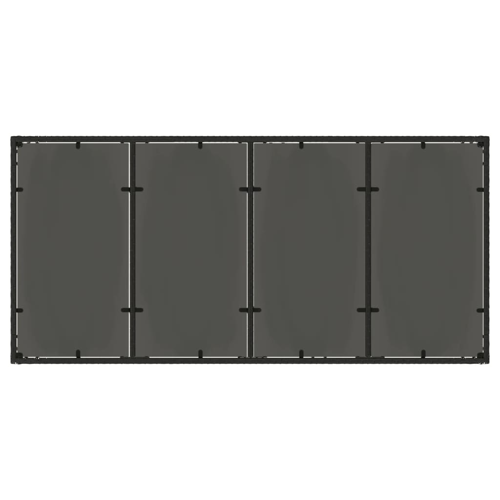 Gartentisch mit Glasplatte Schwarz 190x90x75 cm Poly Rattan