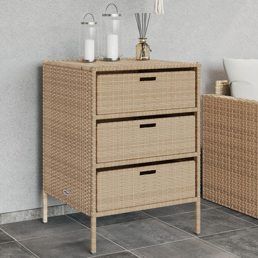 Gartenschrank Beige 55x59x80 cm Poly Rattan