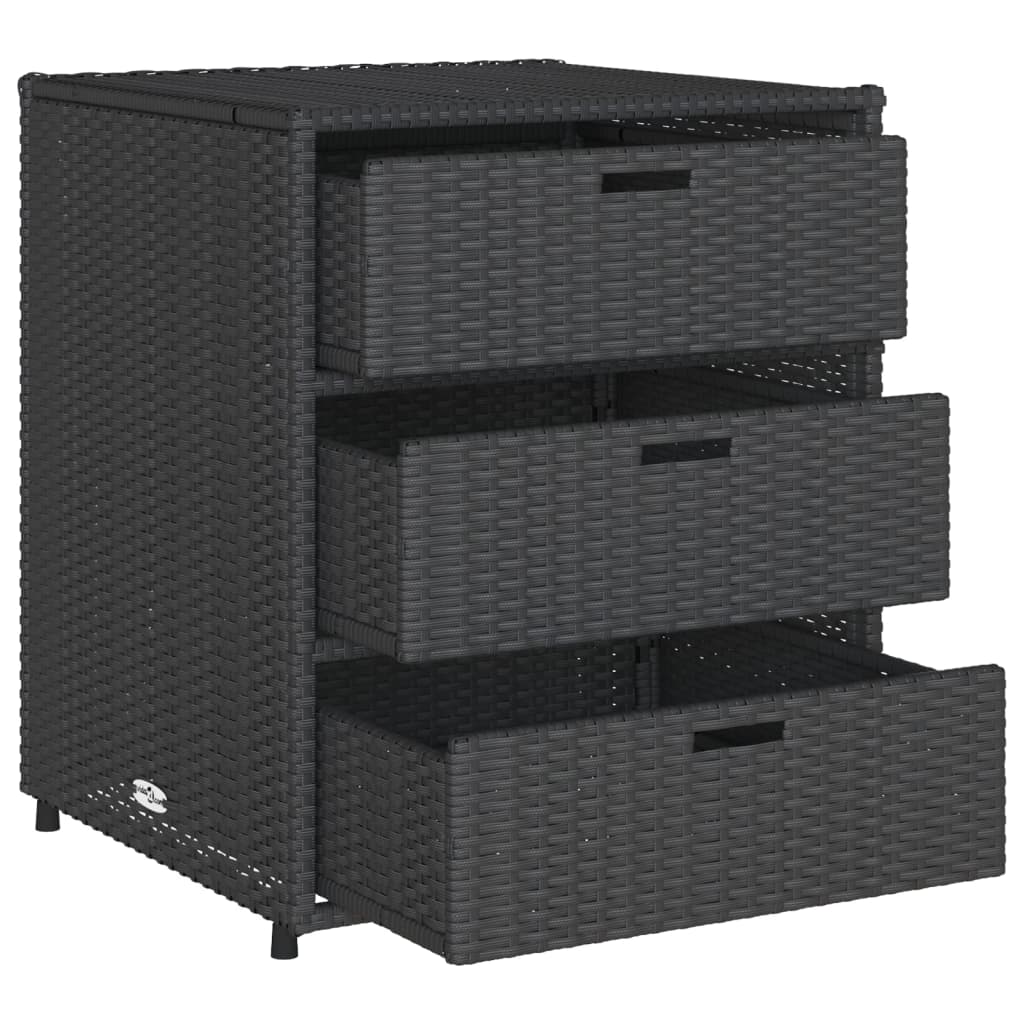 Gartenschrank Schwarz 55x59x69 cm Poly Rattan