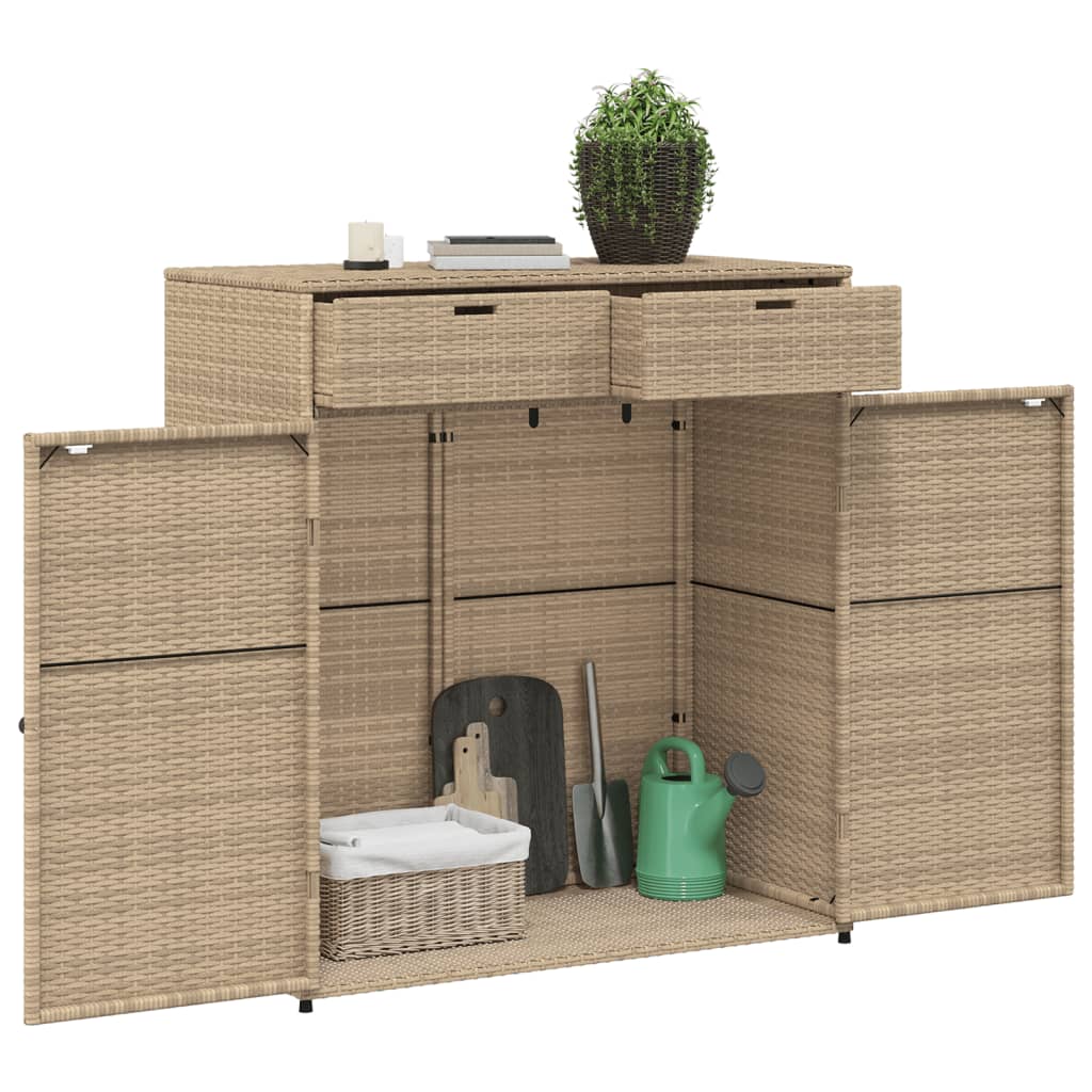 Gartenschrank Beige 105x55x113 cm Poly Rattan