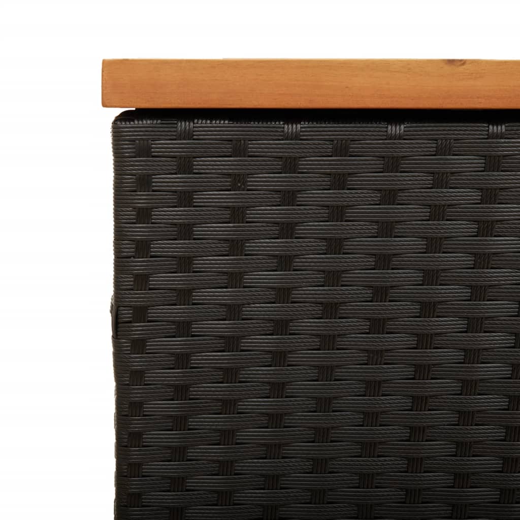 Gartentruhe Schwarz 220x50x54 cm Poly Rattan Akazienholz