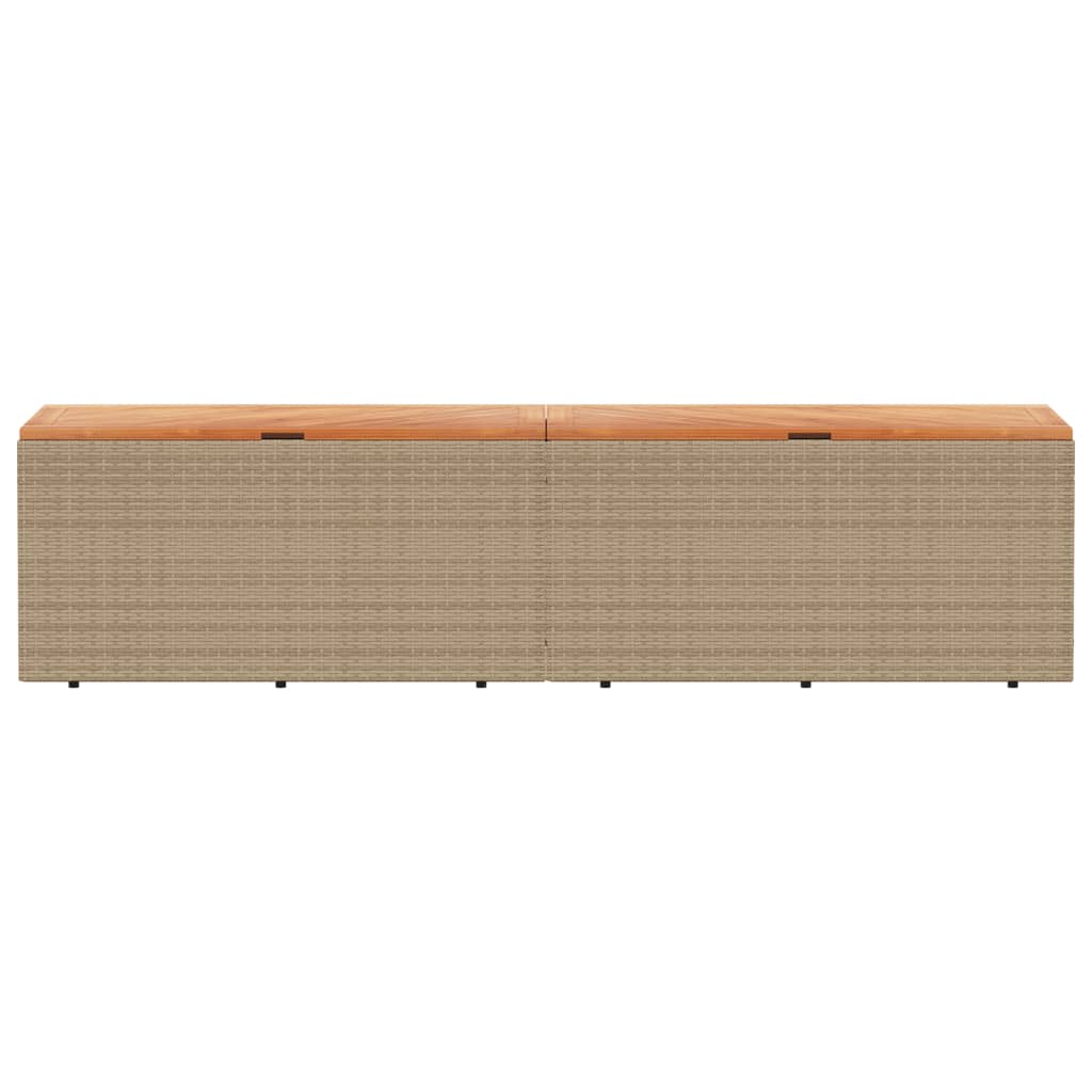 Gartentruhe Beige 220x50x54 cm Poly Rattan Akazienholz