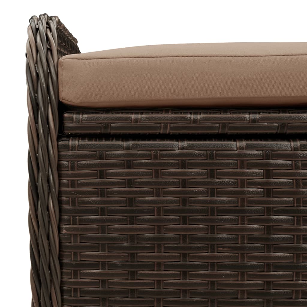 Sitzbank mit Stauraum & Kissen Braun 115x51x52 cm Poly Rattan