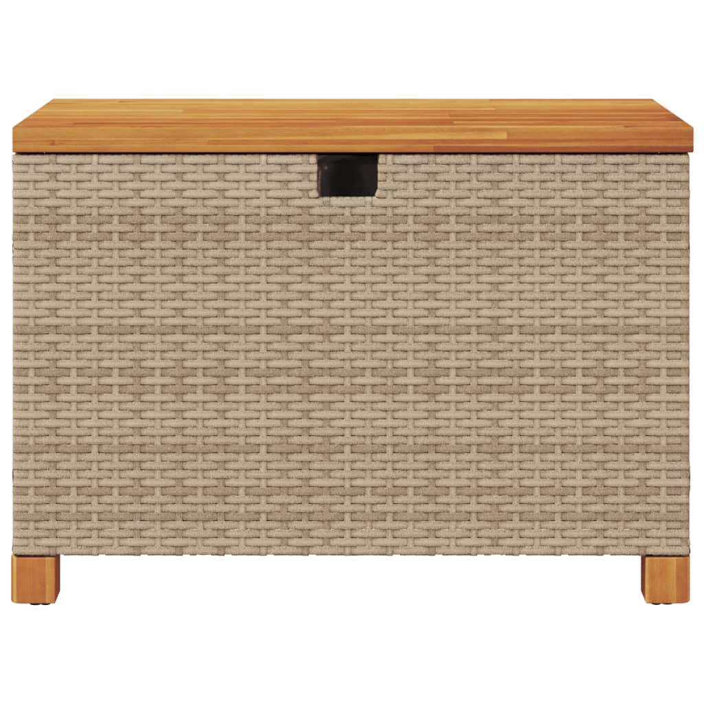 Gartentruhe Beige 80x40x48 cm Poly Rattan Akazienholz