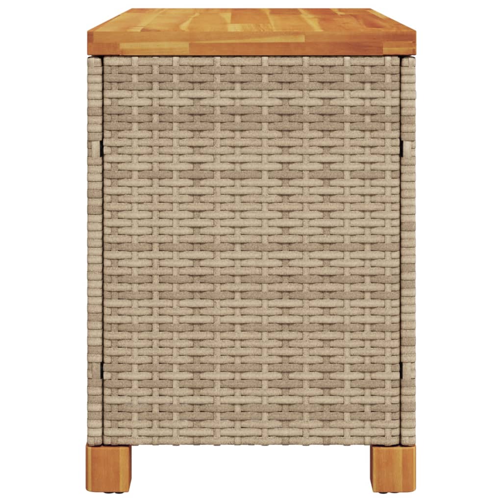 Gartentruhe Beige 80x40x48 cm Poly Rattan Akazienholz