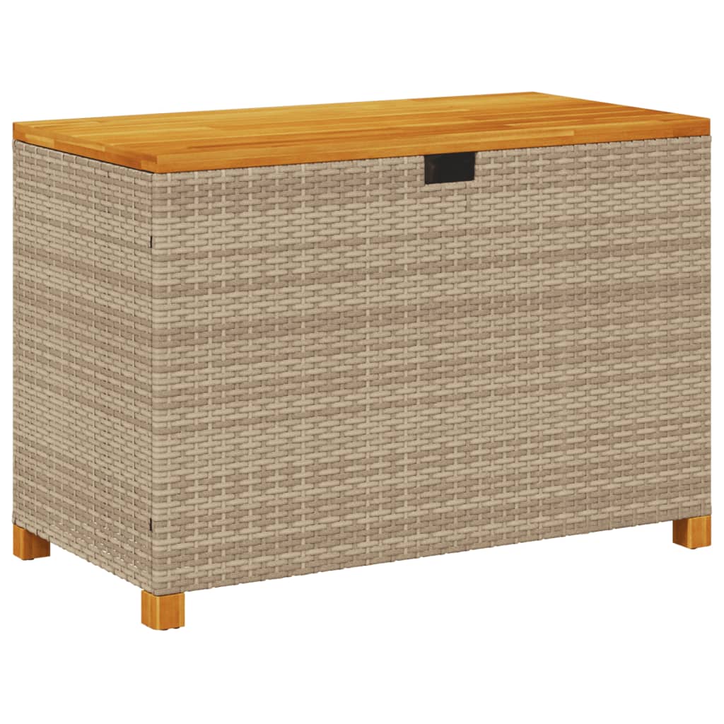 Gartentruhe Beige 110x55x63 cm Poly Rattan Akazienholz